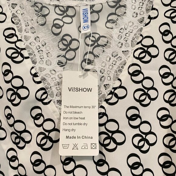 VIIShow Black and White Patterned Tank Top Blouse - Size XS - Picture 5 of 5